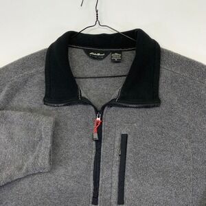Vintage Eddie Bauer Mens XL Fleece Pullover Quarter Zip Gray Outdoor Jacket